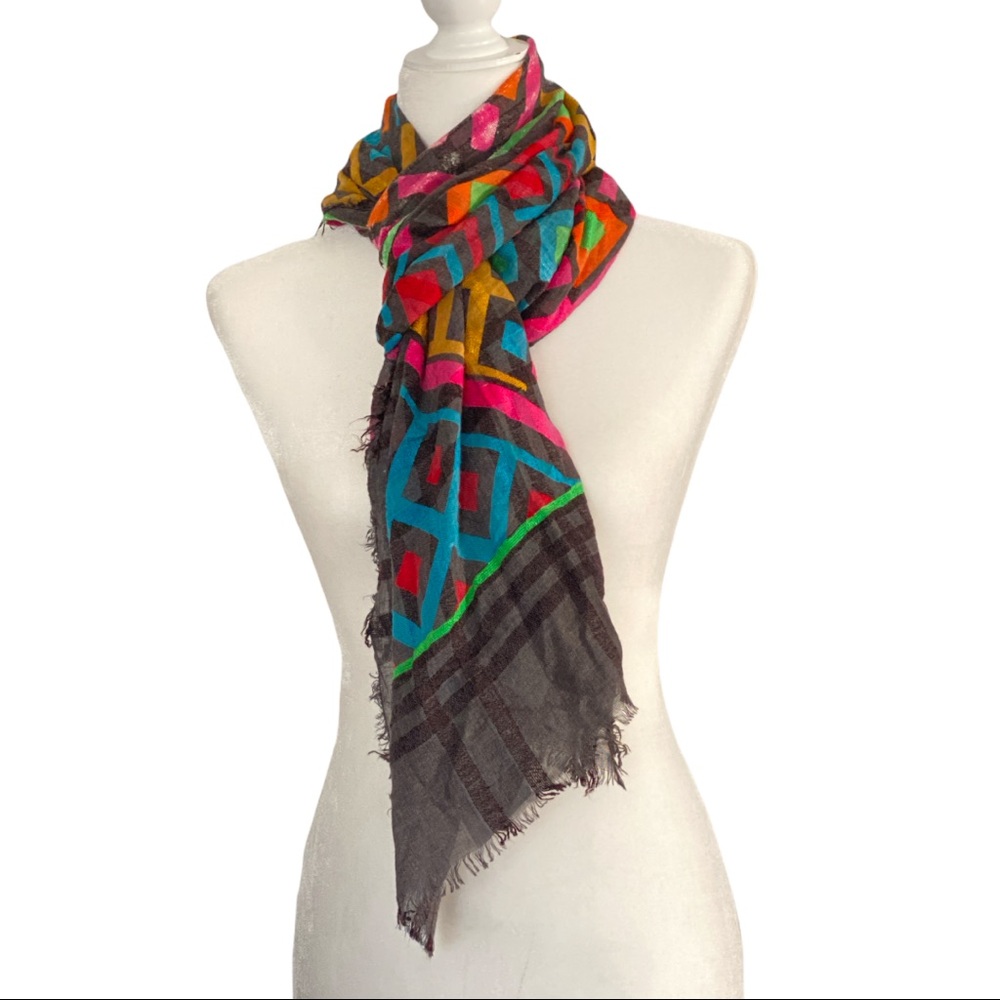 Echo New York Graphic Patchwork Oblong Scarf